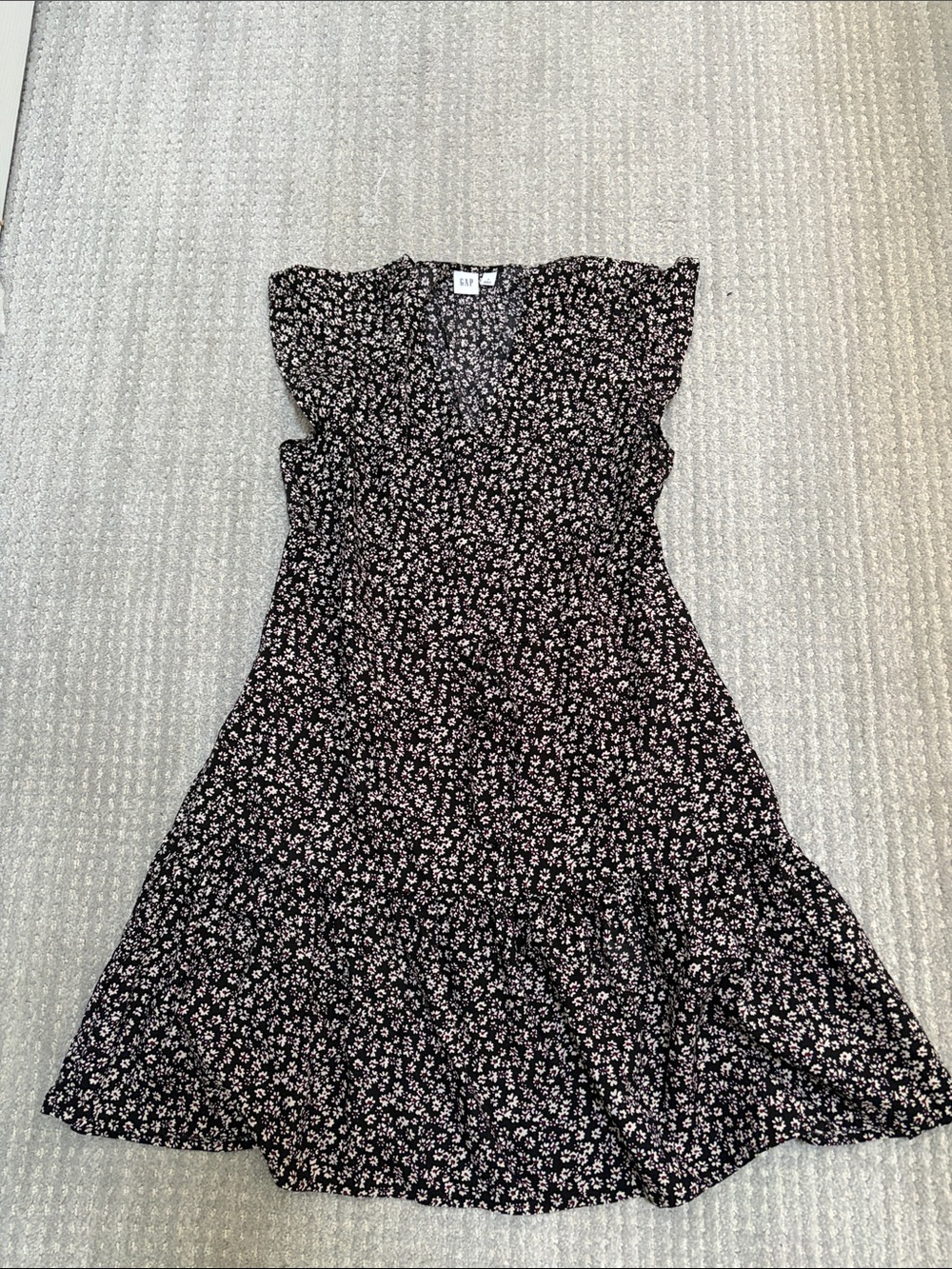 GAP Black Dress with Pink Floral Print
